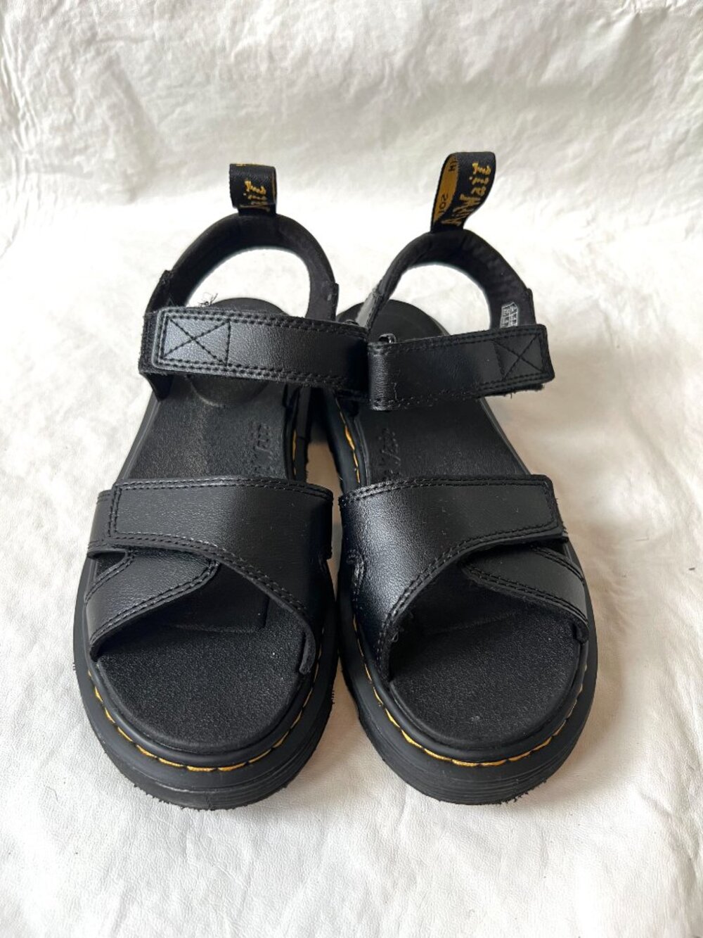 Dr Martens sandals Vossie Junior youth 5 black leather ankle strap docs - Picture 2 of 9